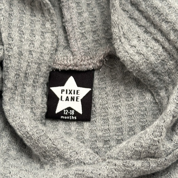 Pixie Lane gray waffle knit long sleeve hoodie top - Picture 4 of 6